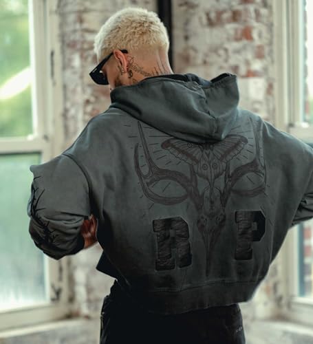 Moth VRP Hoodie – Men’s Heavyweight French Terry Cotton Sweatshirt with Overdye Finish & Graphic Prints, Grey3