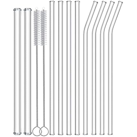 NAFENDER Reusable Glass Straw Set with Brushes Cover