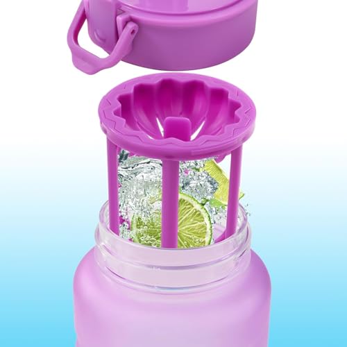 Kerilyn 32oz Water Bottle, Leakproof Sports Water Bottle, BPA Free Plastic Water Bottle No Straw, Reusable Water Bottle with Handle, Fruit Infuser for Gym Fitness, Camping, Outdoor, Mix 1 - Image 4