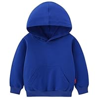 AIWUHE Toddler Unisex Hooded Sweatshirt Boys Girls Winter Casual Pocket Hoodie Autumn Solid Pullover Fall Clothes Royal Blue 6T 130