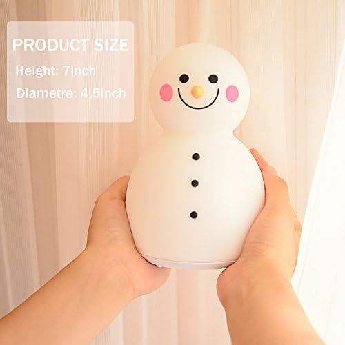 LED Snowman Cute Baby Night Light Kids Lamp 7 Colour Changing with Music Portable Silicone Light USB Chargeable Night Lamp for Children Toddler Newborn Bedside Touch Nightlight Christmas Gift for Girl