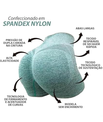 Kit 3 Shorts levanta BumBum para mulheres cintura alta controle de barriga modelador corpo corrida p