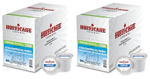 Image of Hurricane Coffee Colombia El Nino, Compostable Coffee Pods - Medium Roast, K-Cup Compatible, 40 Count