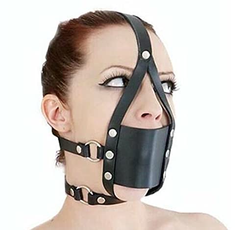 My Bondage Store Bondage BDSM Head Harness Mouth Ball Gag Mask Head Restraint Adjustable Breathable Sex Adult Toys Restraints Kinky Set Submissive,Black,One Size Fits All