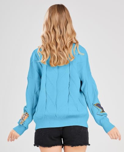 Image of utcoco Womens Open Front Cardigan Cable Knit Long Sleeve Button Down Embroidery Cardigan Sweaters