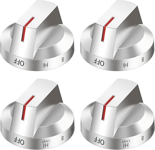 DG94-03500AV/AW Stove Knob Replacement for Samsung Range Oven, Silver Stainless Steel Replacement Control Knob, D-Shaft, Compatible with NX60T8 NE63T8 Series (Silver, Black, Universal fit) (Silver/4)