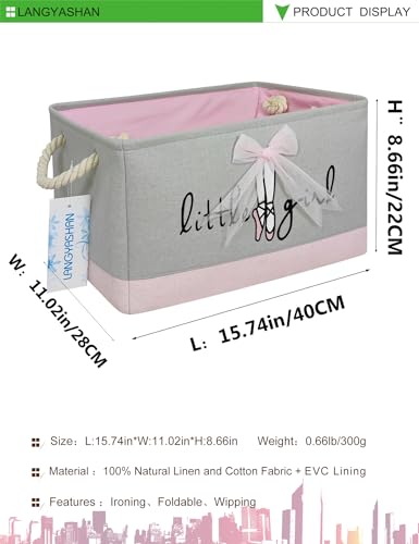 LANGYASHAN Rectangular Storage Bin Collapse Canvas Fabric Cartoon Storage Basket with Handles for Organizing Home Kitchen Boys and Girls Toys Office Closet Shelf Baskets (Rec lace) - Thumbnail 2