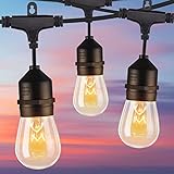 Brightown 48-Feet Outdoor Weatherproof Commercial Grade UL-Listed Heavy Duty Rope String Lights with 15 Hanging Sockets and S14 Bulbs