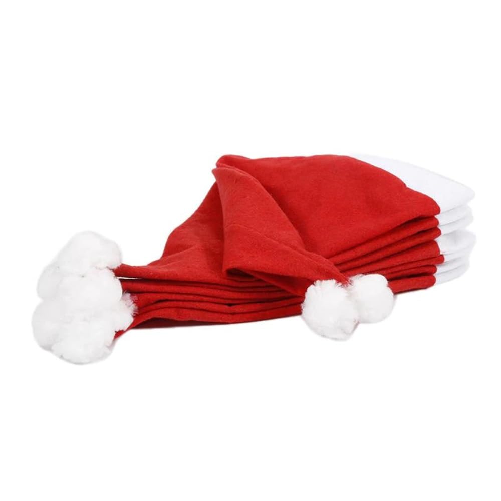 Komonee 5 x Santa Claus Christmas Hat Red Xmas Novelty, Party for Festive Holidays Fancy Dress Up, Unisex Costume Accessory