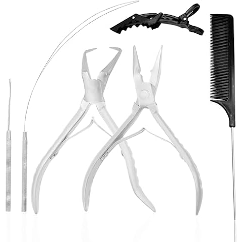 SIVOTE Professional Hair Extension Tools Kit Stainless Steel, Microlink & Itip Extensions Tool Kit, Silver Cover