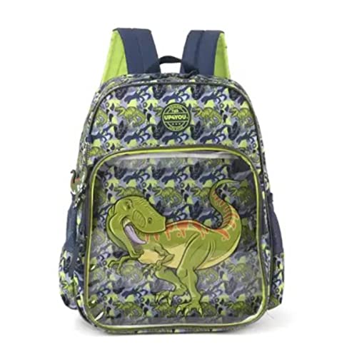 Mochila Escolar Infantil Dinossauro Up4you Masculina Verde