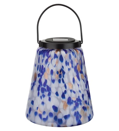 Lanterne solaire en verre blanc Murano pour éclairer un jardin sans prise de courant