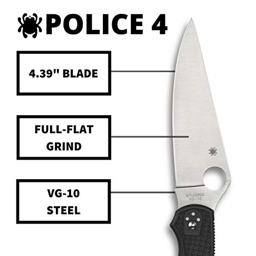 Spyderco Police 4 Folding Pocket Knife with 4.3" VG-10 Steel Blade and FRN Handle - EDC Knife for Men and Women, Perfect for Hunting, Tactical, Camping, Survival, Hiking - PlainEdge - C07PBK4 - Image 3