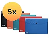 [page_title]-ELBA Brieftaschen Urban aus Kunststoff DIN A5 blickdicht Packung mit 5 Taschen 5 blickdichte Farben sortiert Dokumententasche Dokumentenmappe Sammelmappe Postmappe mit Druckknopf