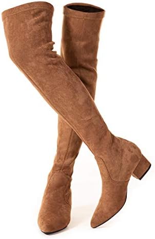 N.N.G Women Boots Winter Over Knee Long Boots Fashion Boots Heels Autumn Quality Suede Comfort Square Heels US Size (Brown 2 Inch, numeric_9)