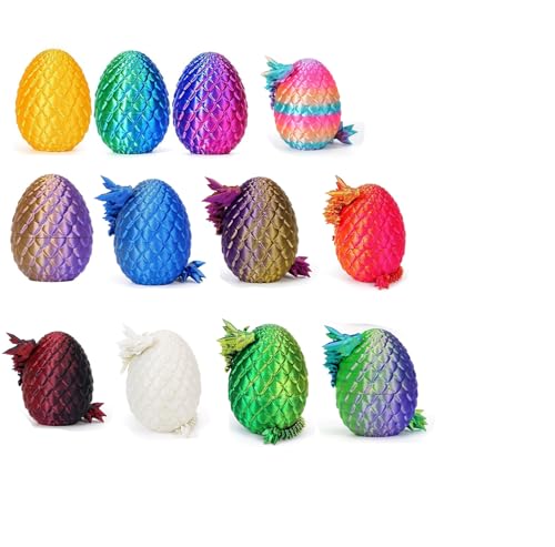 12er Set Miniatur 3D Gedrucktes Drachenei mit Drache - 12,7 cm Kristall Drache Spielzeug-Ei in Kleiner Größe, Geheimnisvolles Drachenei Spielzeug, Überraschung Easter Dracheneier Wohnkultur (12PCS)
