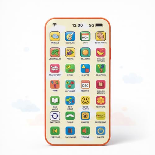 Image of Kids Phone - Rechargeable Toy for Kids with 24 Learning Modes | Talking Dummy Mobile for Boys & Girls Age 2-12 | Educational Mobile Phone Toy with Music & Games Flash Card Phone