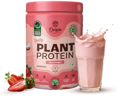 Origin Nutrition 100% Natural Vegan Plant Based Protein Powder, Ranked Best Vegan Protein by Independent Scientific Research, Easy to Digest Strawberry Flavour with 25g per serve Plant Based Protein,Dairy Free, No Added Sugar,Non - GMO, 7 Servings, 290g
