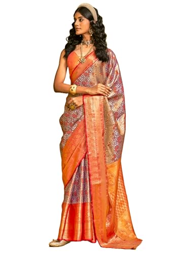 Sari en soie tissée main Dharmavaram pour un drapé fluide sans plis rebelles