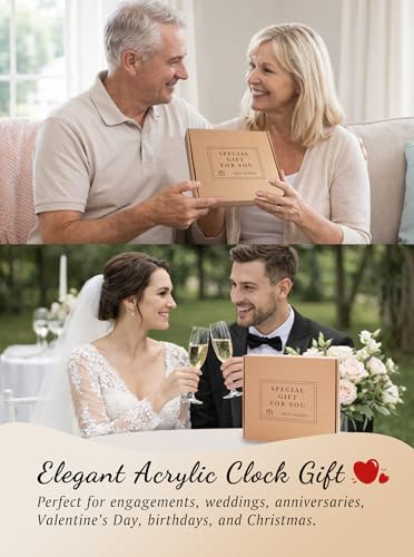 WINTAIM I Love You Gifts for Her & Him – Romantic Penguin Acrylic Plaque Desk Clock, Wedding Gift for Husband Wife Couple, Anniversary Birthday Christmas Gifts for Women & Men — view 5
