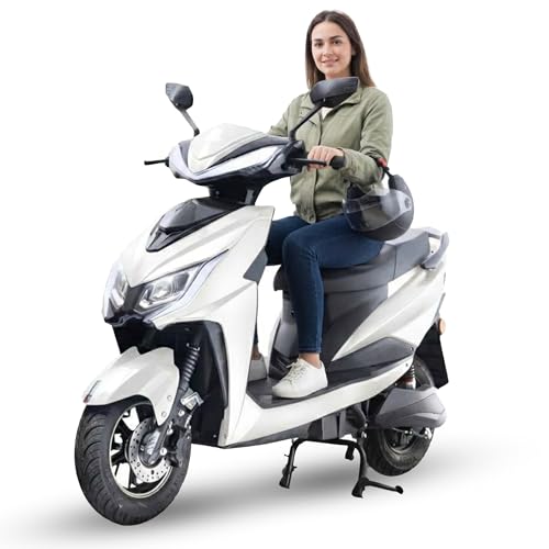 Image of Ryoto Electric Scooter Non RTO Lithium-ion, Top Speed: Approx. 25-30 km /h, Range (Mileage): Approx. 70-90 km per Charge, Waterproof Electrical Bike Scooty (White)