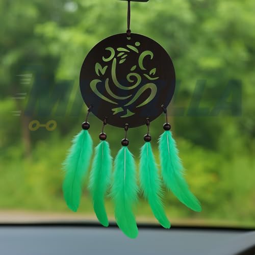 Image of Dream Catcher Car Hanging Handmade Hanging Wall Hangings, Home Decor Garden, Car, Outdoor, Bedroom Pack of 1 (BLU GANESH-01)
