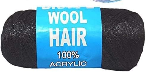Brazilian Wool hair: Faux Locks, Braids, Twists, Knitting Brazil Wool. Yarn (Black)