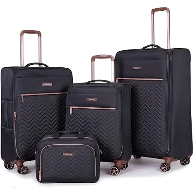 Travelhouse Softside 3 Piece Luggage Sets, 4 Piece Expandable Soft Sided Suitcase with Spinner Wheels, Lightweight Travel Set with Underseat Duffel Bag (16/20/24/28)