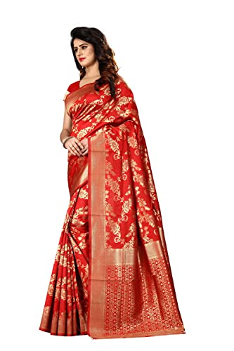 Image of C J Enterprise Women's Pure Kanjivaram Silk Saree Soft Saree Banarasi Style New Sadi With Blouse Piece For Wedding (Pari37-11) (Red)
