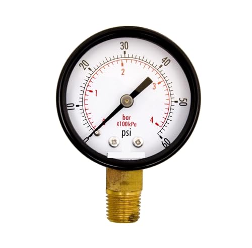 Manomètre utilitaire 0-60 PSI cadran 2 pouces avec boîtier acier noir