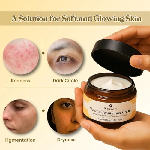 Image of Pokonut Natural Skincare Trio | Stretch Marks Cream + Face Cream + Dark Patch Reducer | Ayurvedic Formula with Hyaluronic Acid, Niacinamide, Wheat Germ Oil | 100% Herbal, Dermatologically Tested | For Glowing & Even Skin Tone | Pack Of 3