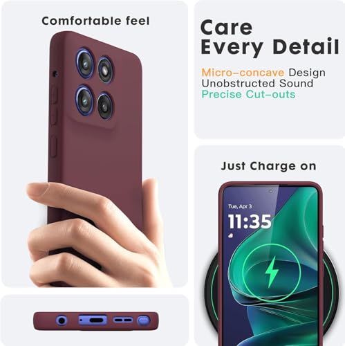Image of DIZORO Microfiber Candy Case for Motorola Edge 60 Pro 5G Smooth Touch Cushion Liquid Soft Silicone Gel Rubber Phone Cases Non-Slip Full Body Protective Shockproof Back Cover - Wine