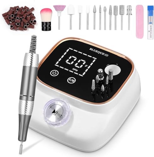 Ponceuse pour ongles professionnelle 45000RPM blanche avec écran LCD et kit manucure