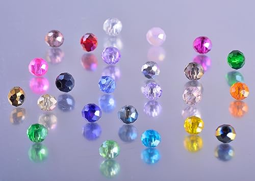 Eswala 3mm 2880pcs Multicolor Crystal Beads Kit: 24 Colors, Briolette Faceted AB Spacer Beads for Bracelet, Necklace Making