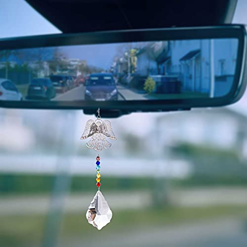 Angel Sun Catchers Crystal Ball Indoor Window Hanging Prism Decor Stainless Steel Suncatcher Ornament Rainbow Maker Garden Decorations Pendants Car Mirror Hanging Accessories Gifts For Kid Sisters Mom #TOP3