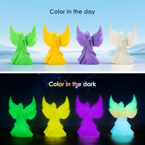 Image of RepRapper 4 x 250g Glow Colors Pack, Glow in the Dark PLA Filament 1.75mm (+- 0.03mm) for 3D Printer, 4x250g Spools - Yellow, Purple, Green, White to Rainbow