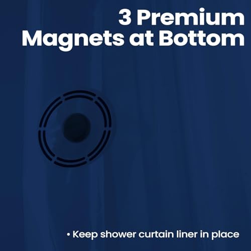 Image of downluxe Shower Curtain Liner, PEVA Plastic Shower Liner with 3 Magnets, 72 inch x 72 inch Waterproof Bathroom Curtain, Navy, 1 Pack