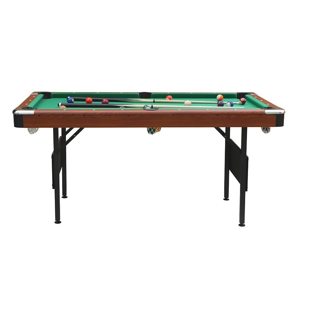 Folding Pool Table, Portable Billirad Table, Space-Saving Entertainment Game Table for Family Game Rooms, Gym, Office (Green)