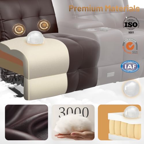 TOMOSLTER Loveseat Recliner Sofa, Home Theater Seating with Massage, RV Wall Hugger Reclining Couch with Console, USB, Cup Holders & Drawer, Manual Loveseat Recliners RV Sofa for RV & Home Theater