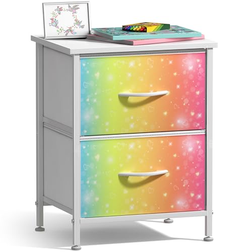 Sorbus Kids Nightstand, Fabric Drawers (Colorful with Stars, 2 Drawer) - image 1