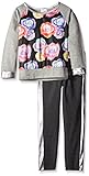 Liquid Gold Girls' French Terry Pullover and Denim Knit Pull On Pants Set