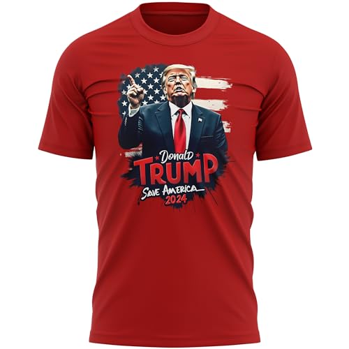 Donald Trump Save America Mens T Shirt President 2024 MAGA Top American USA Tee, XL, Red