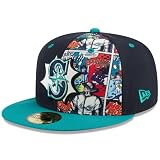 New Era Seattle Mariners 59FIFTY Authentic Collection 2025 Diamond Hero Edition Fitted Cap, Hat (US, Numeric, 7 1/4, Navy Blue Teal)