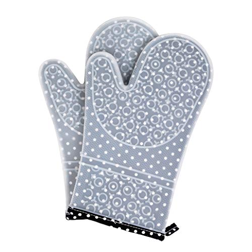 UJoowalk Oven Mitts Set of 2 Transparent Clear Silicone Cotton Lining Heat Resistant