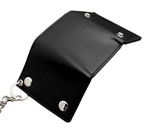 Mens Boys Trifold Biker Trucker Real Leather Wallet with Belt Clip Long Chain - Image 4