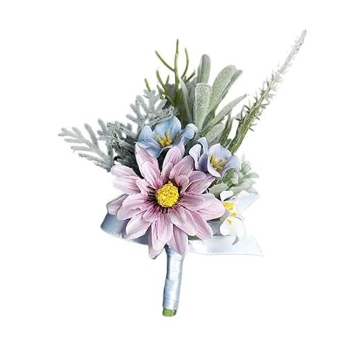 HUFFA Men's Suit Corsage for Wedding Groom and Bride - Artificial Floral Art for Guests(Beanpastepowder)