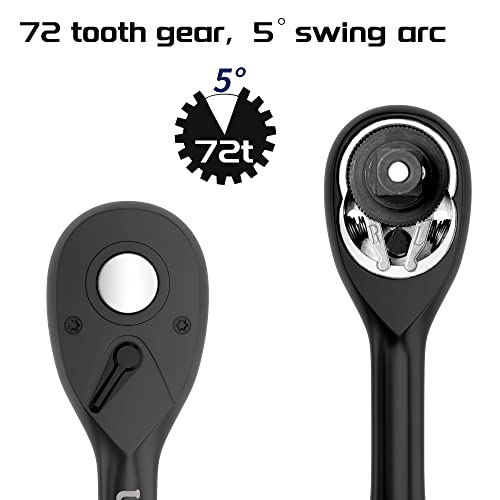 Uyecove 3-Piece Ratchet Wrench Set, 1/4" 3/8" 1/2" Drive Ratchet Set Socket Wrench Set With Gourd Aluminum Handle, 72-Tooth Reversible Quick-Release Cr-Mo Head #TOP4