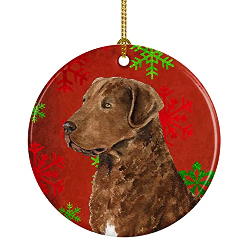 Chesapeake Bay Retriever Red Snowflakes Ornament