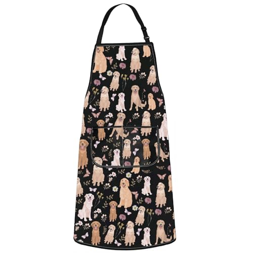 MYSOMY Golden Retriever Aprons Golden Retriever Lover Gifts Golden Retriever Mom Cooking Apron Sunshine Dog Gifts Golden Retriever Kitchen Merch (Goldenretriever ap bl uk2)