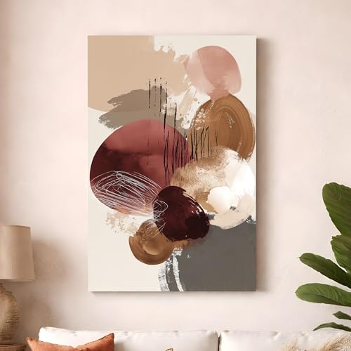 Image of Abstract Gesture Stretched Canvas Painting For Living Room | Multicolor Minimal Flow Stretched Canvas Wall Art For Livingroom Home Decor, Bedroom, Hallway's, Office, Hotel - 56x86 cm